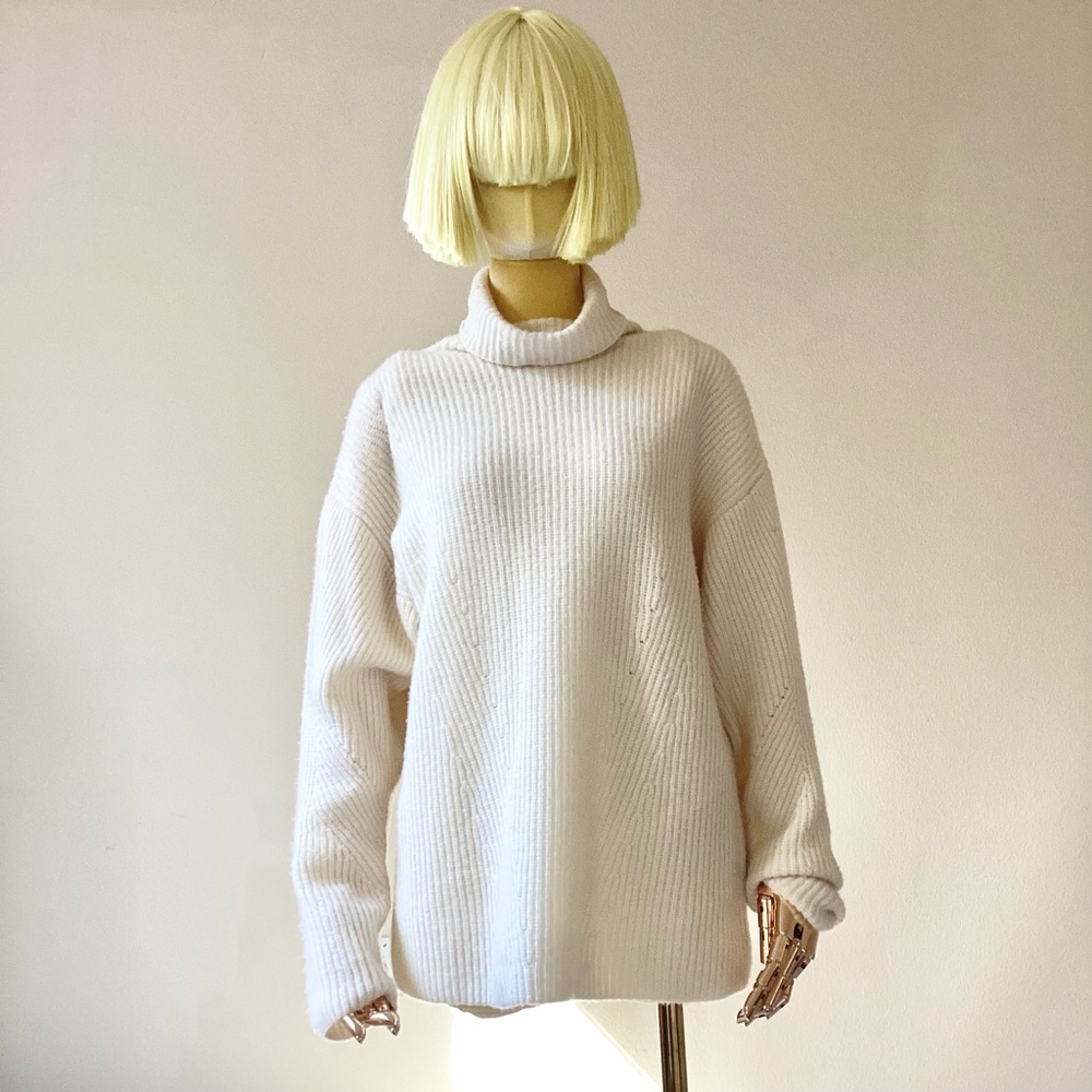LaPointe Cream Silk Cashmere Pullover Long Sleeves Oversized Sweater SZ XS